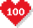 숫자 100이 쓰여진 하트입니다.